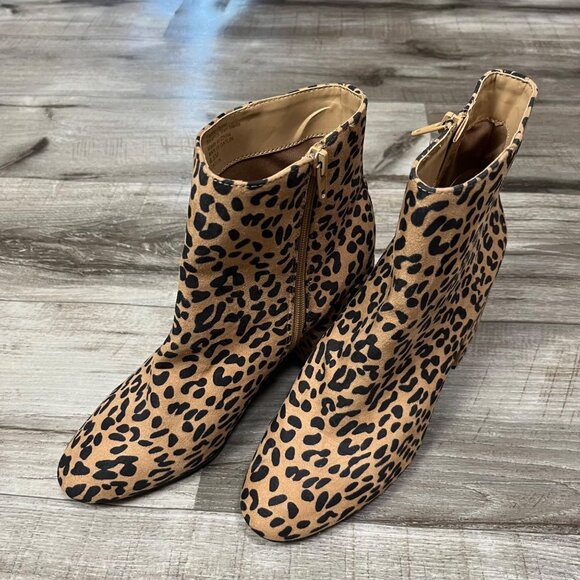 BAR III Gatlin Closed Toe Block Heel Leopard Ankle Boots Brown Women’s Size 8.5 - Picture 4 of 11